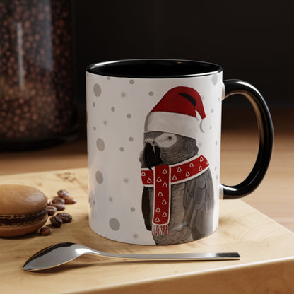 Grey Parrot Christmas Bird Coffee Mug