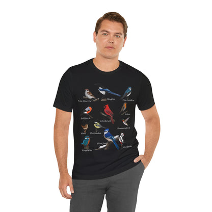 Garden Birds Blue Jay Cardinal Robin Chickadee Birding & Birdwatching Bird T-Shirt