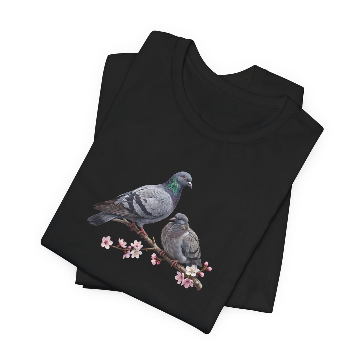 Pigeon & Fledgling T-Shirt | Spring Blossoms Unisex Graphic Tee