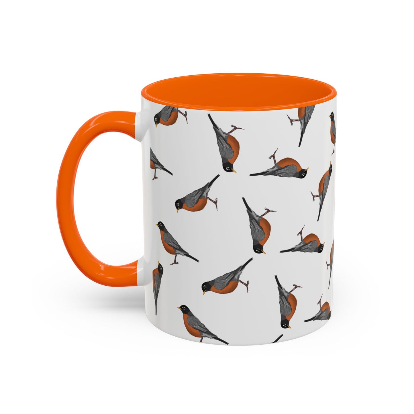 American Robin All-Over Pattern Accent Mug | Colorful Bird Lover Gift for Birdwatchers
