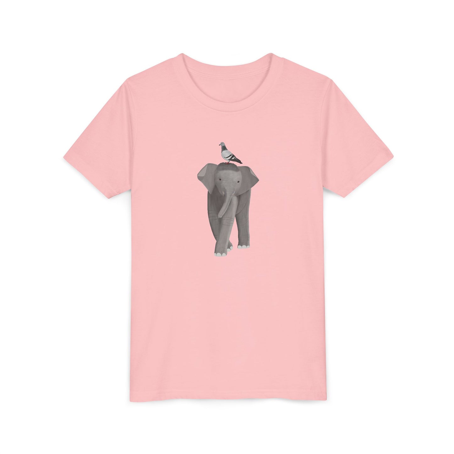 Elephant with Pigeon Bird Youth T-Shirt