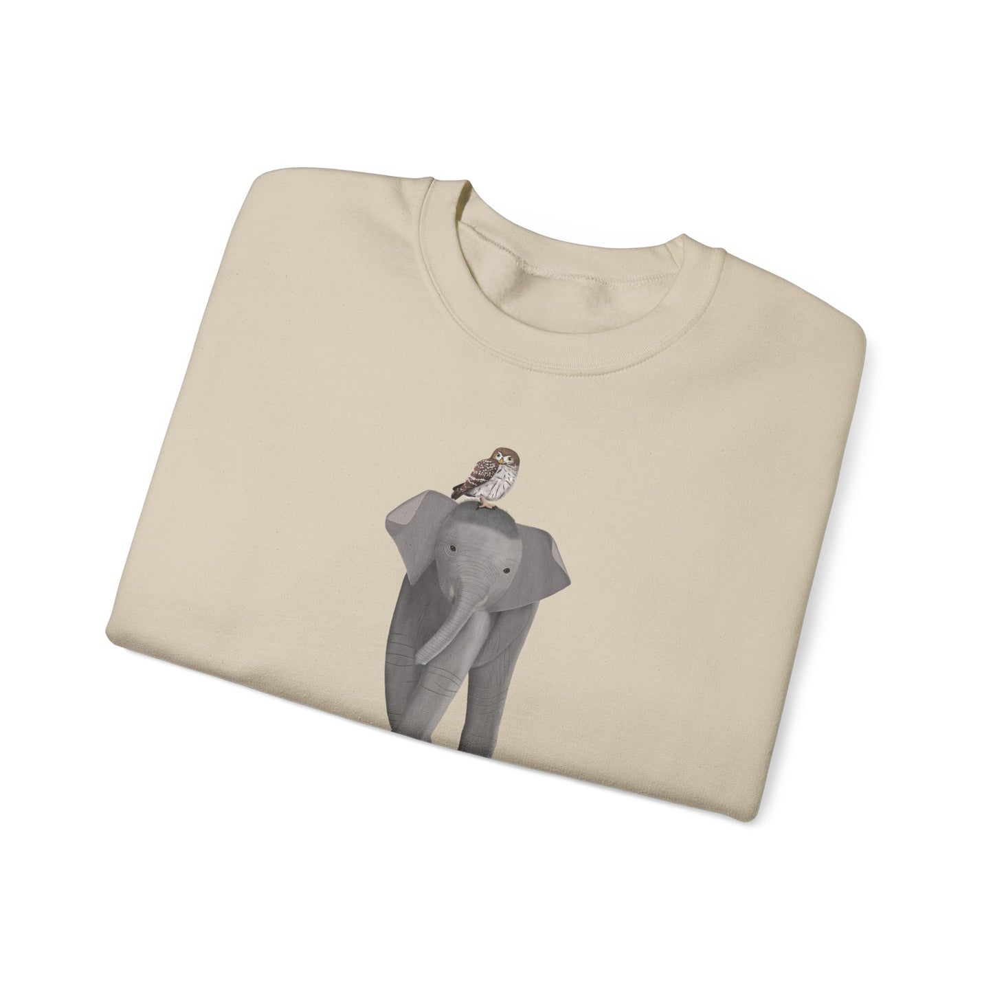 Elephant with Little Owl Bird Birding & Birdwatching Sweatshirt