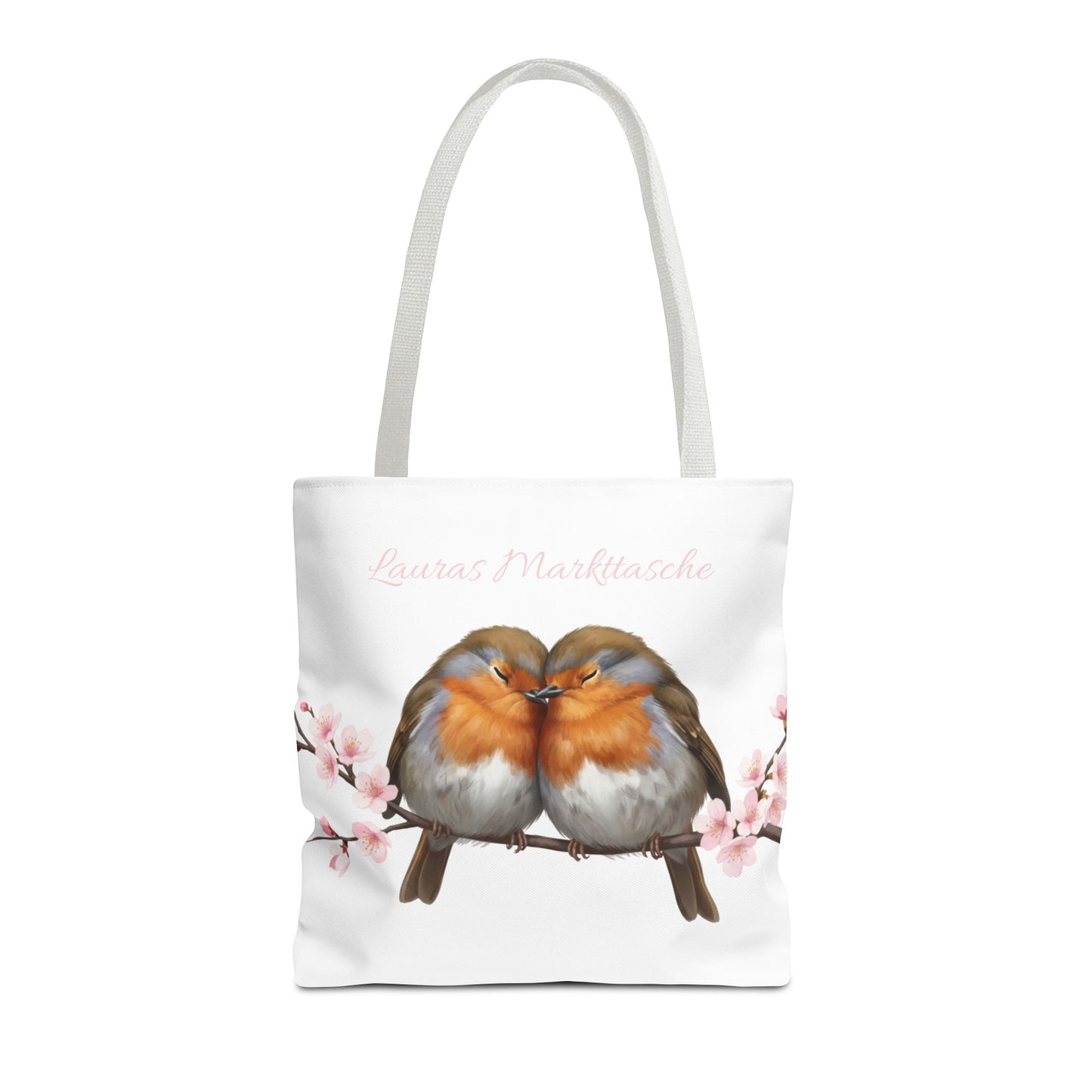 Personalisierte Premium Tragetasche – Rotkehlchen mit Wunschnamen