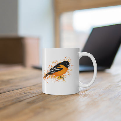 Baltimore Oriole Bird Ceramic Mug 11oz White - jz.birds