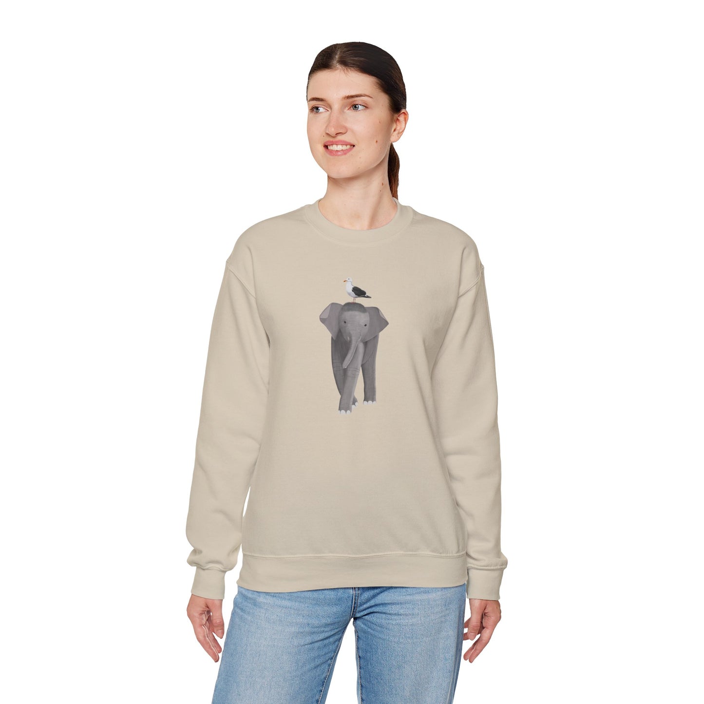 Elephant with Seagull Bird Birding & Birdwatching Sweatshirt