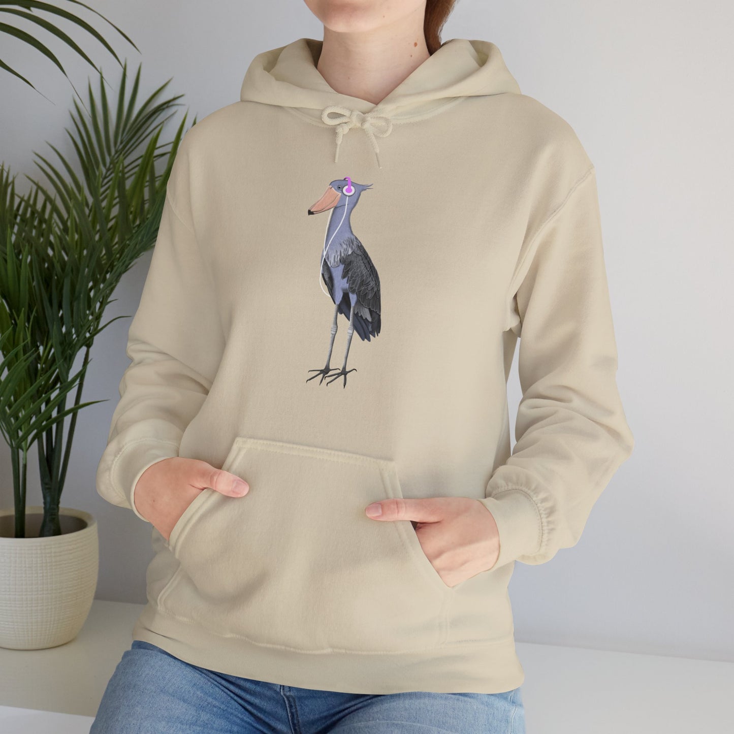 Shoebill with Music Headphones Bird Birdwatching Birdlover Hoodie