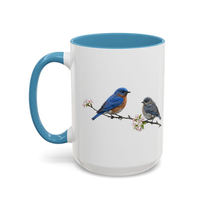 Eastern Bluebird & Fledgling Two-Tone Mug | Spring Bird Lover Gift