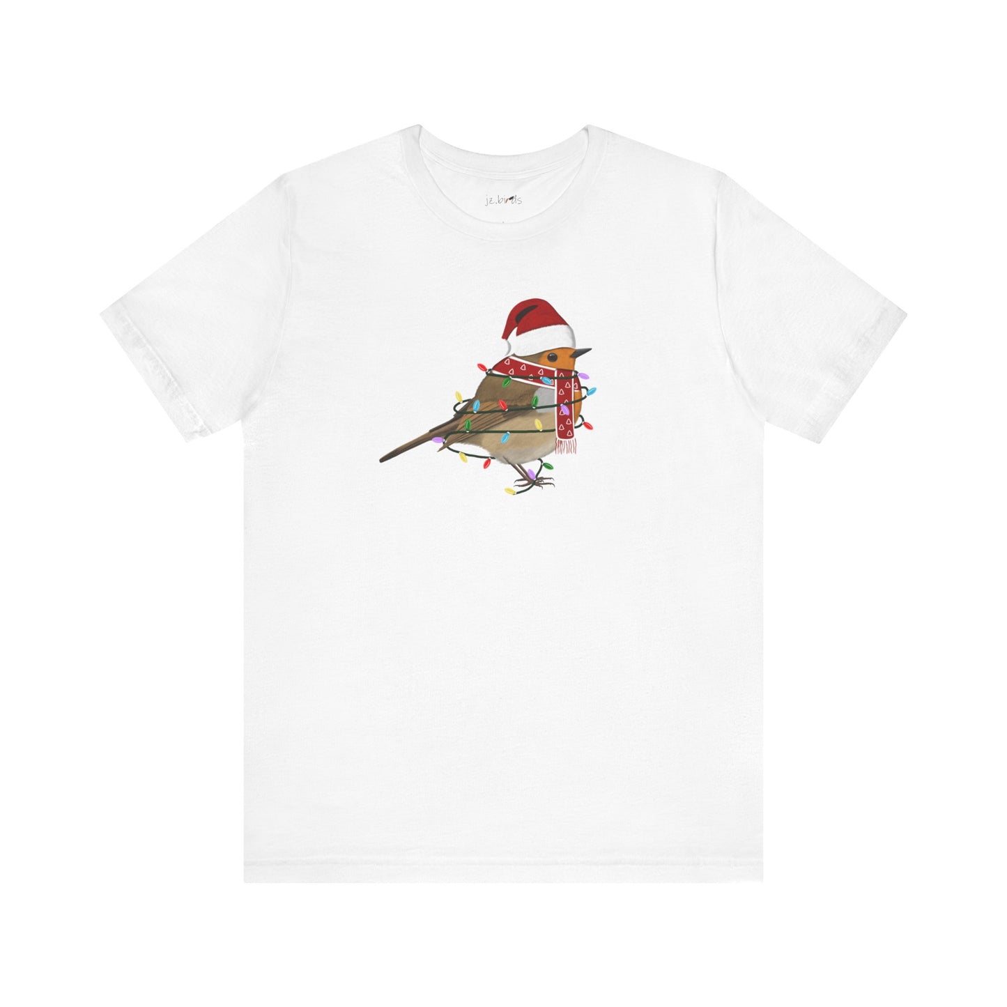 European Robin with Fairy Lights Christmas Bird T-Shirt