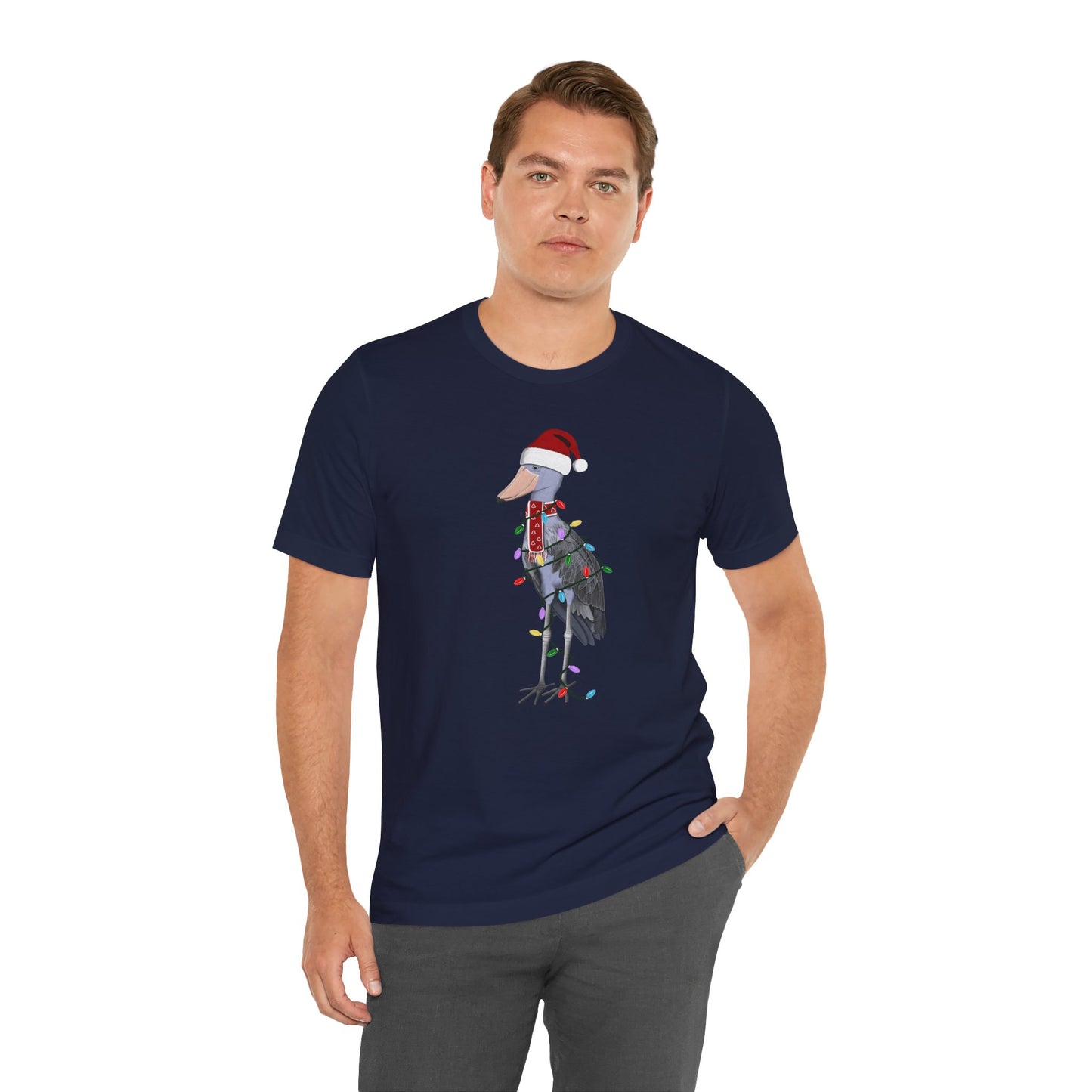 Shoebill with Fairy Lights Christmas Bird T-Shirt