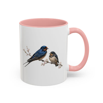 Barn Swallow & Fledgling Two-Tone Mug | Spring Bird Lover Gift