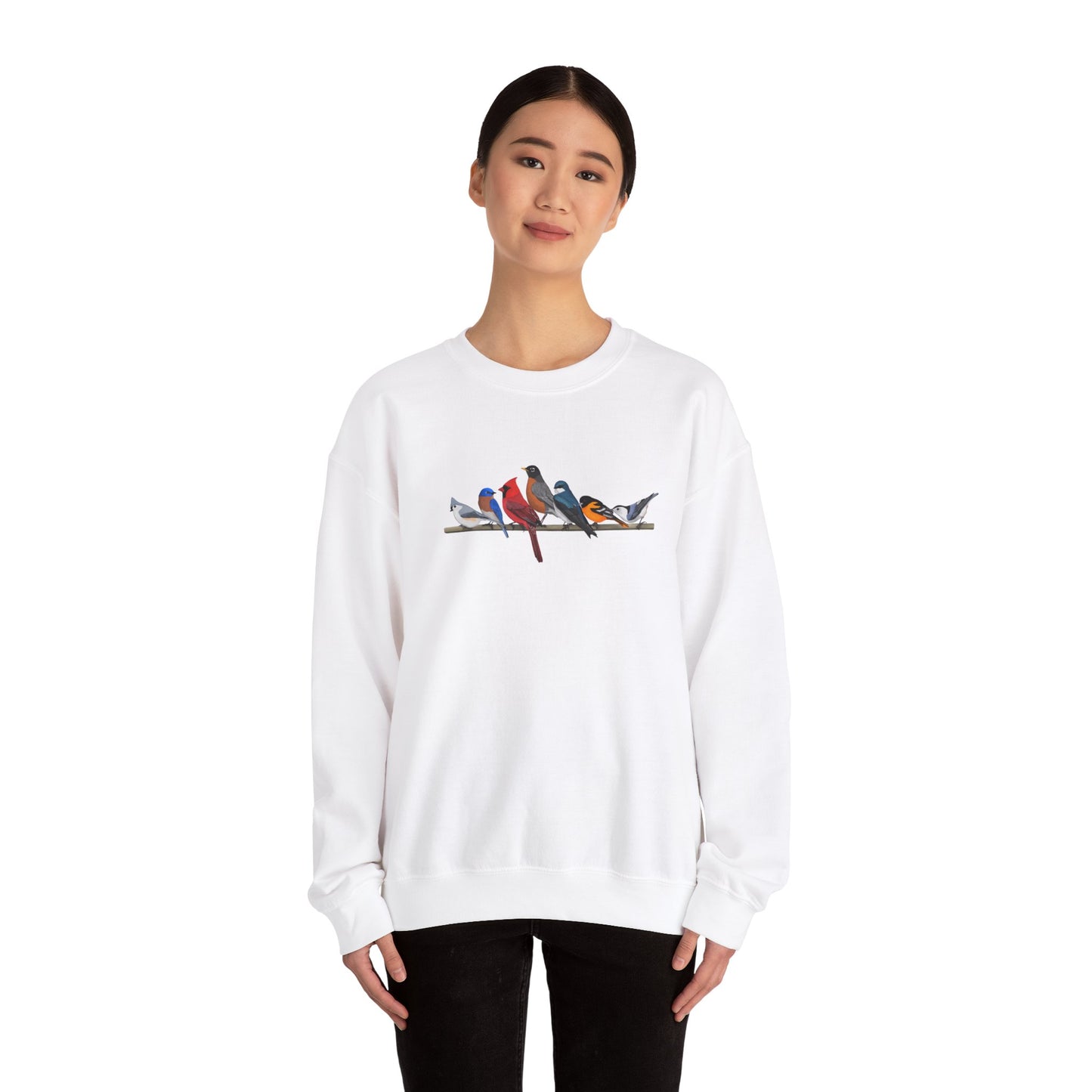 Birds on a Branch Robin Cardinal Tree Swallow Bluebird Oriole Bird Birding & Birdwatching Sweatshirt