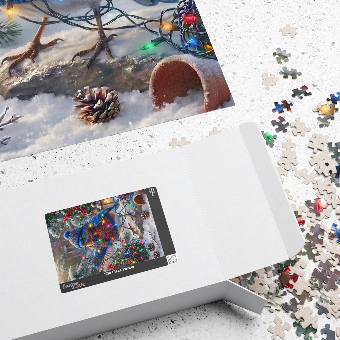 Eastern Bluebird Christmas Jigsaw Puzzle – Tangled Lights
