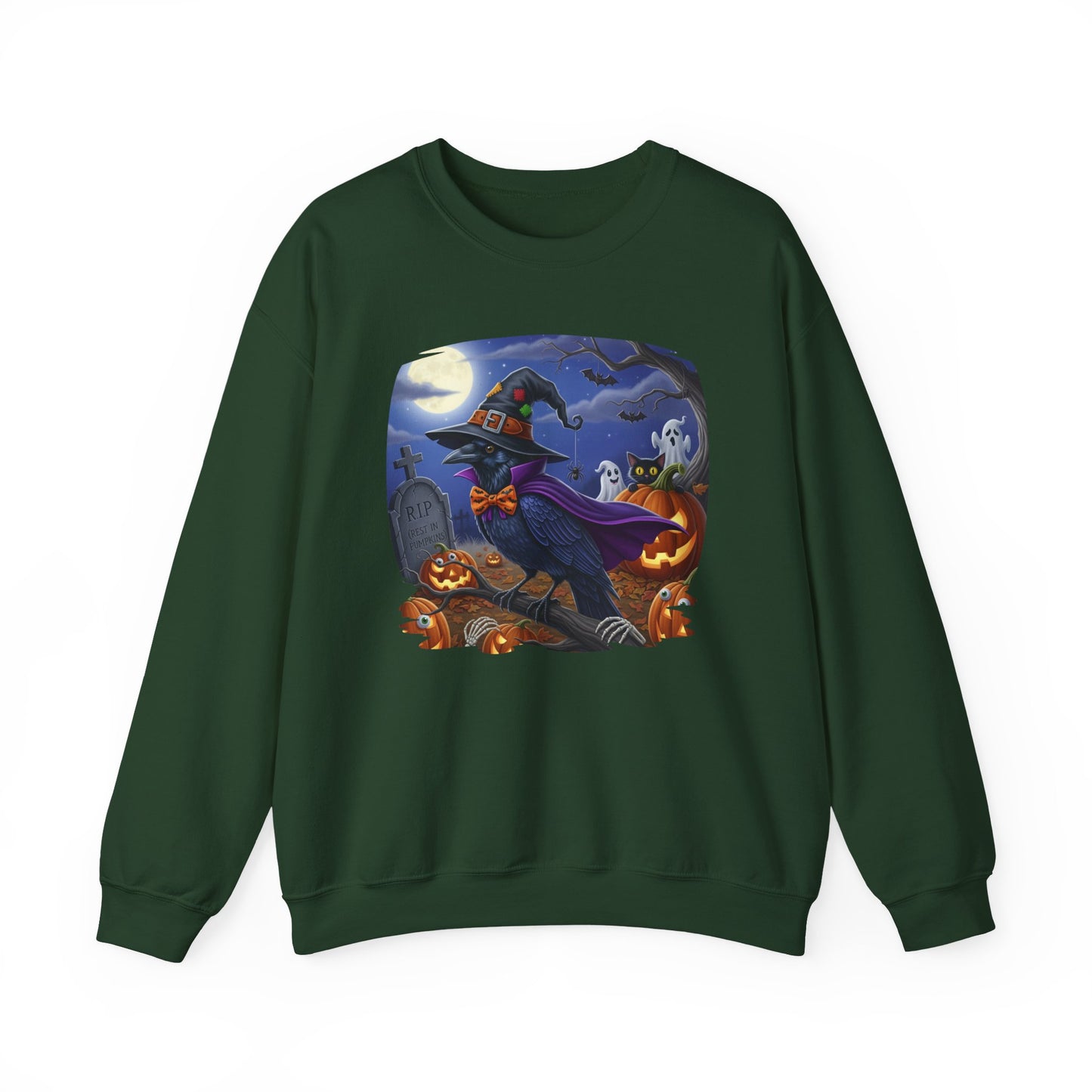 Black Raven Halloween Bird Sweatshirt - Spooky Halloween Costume for Bird Lovers