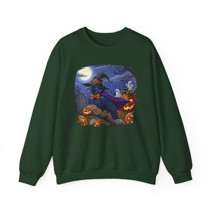 Black Raven Halloween Bird Sweatshirt - Spooky Halloween Costume for Bird Lovers