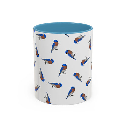 Bluebird All-Over Pattern Accent Mug | Colorful Bird Lover Gift for Birdwatchers