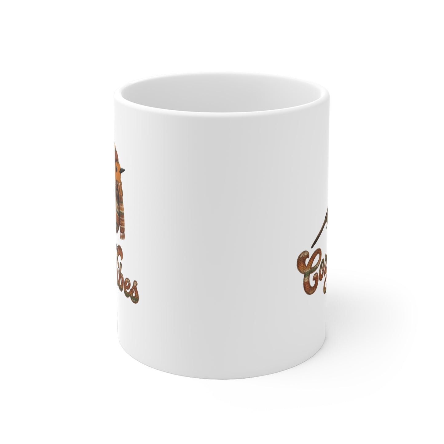 Mug de Noël Rouge-Gorge en Pull Tricoté – Idéal pour Chocolat Chaud & Café