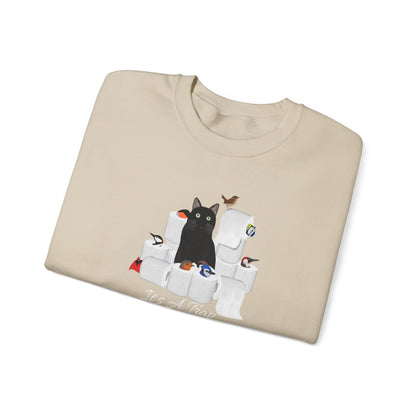 Black Cat with Birds and Toilet Paper Cat Lover Sweatshirt