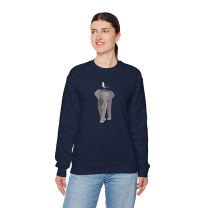 Elephant with Seagull Bird Birding & Birdwatching Sweatshirt