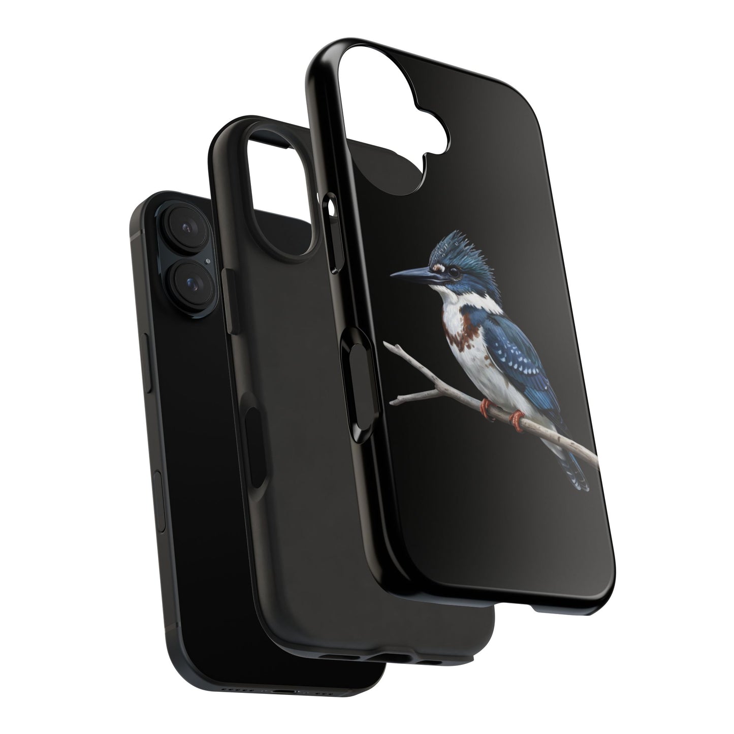 Belted Kingfisher iPhone Case – Premium Tough Phone Cover Black