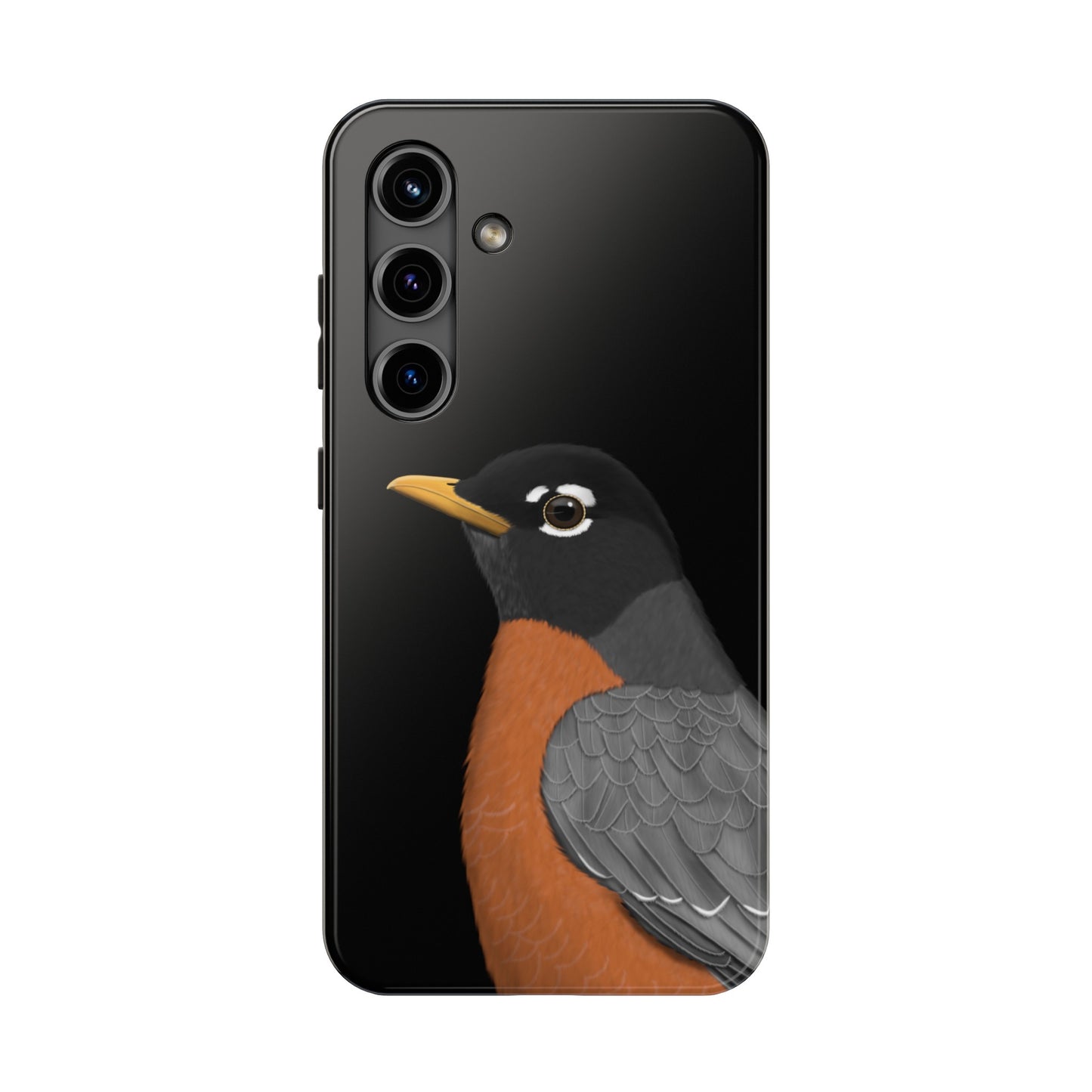 Robin Bird Art Tough Phone Case Black