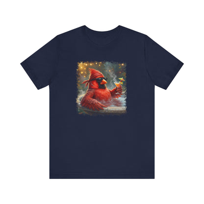 Cardinal Chilling in the Birdbath – Premium Unisex Bird Lovers T-Shirt
