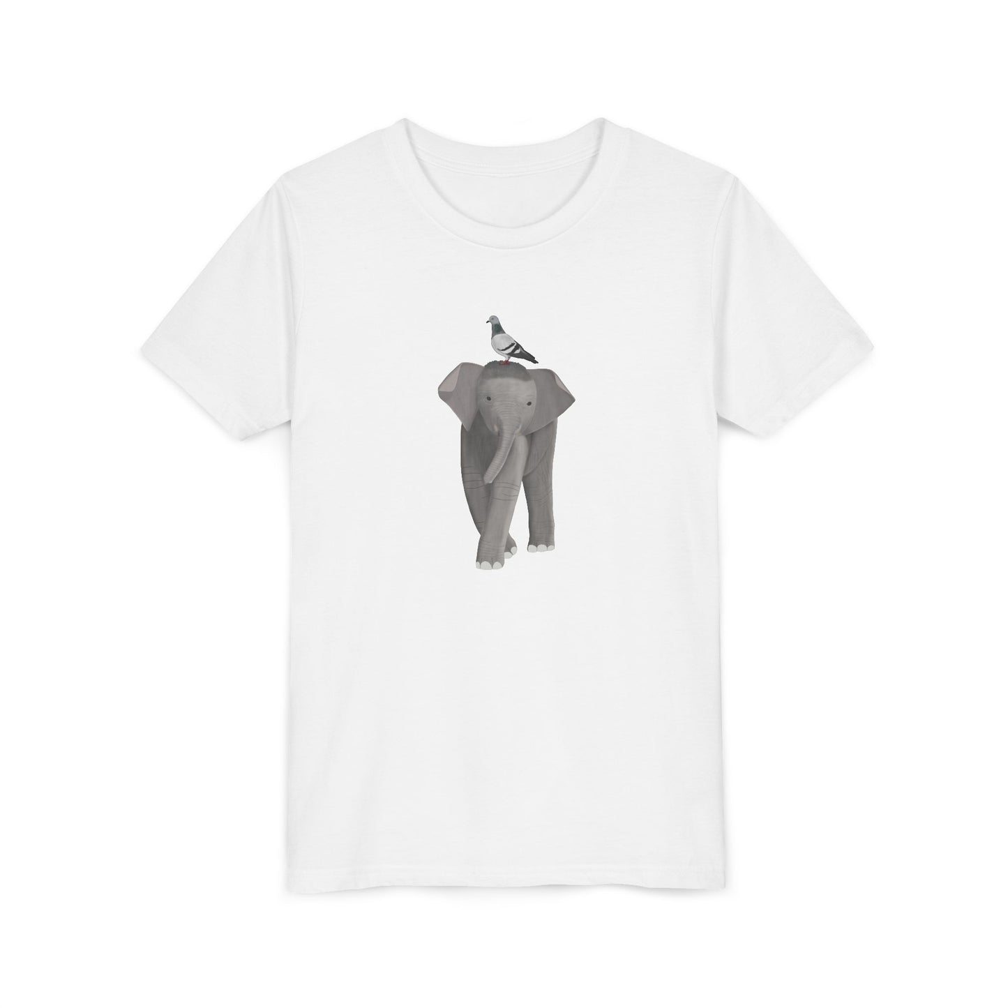 Elephant with Pigeon Bird Youth T-Shirt