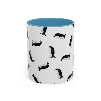 Pinguin Tasse mit Streumuster | Vogelmotiv Kaffeebecher für Vogelbeobachter & Naturfreunde – Accent Coffee Mug, Birds Design