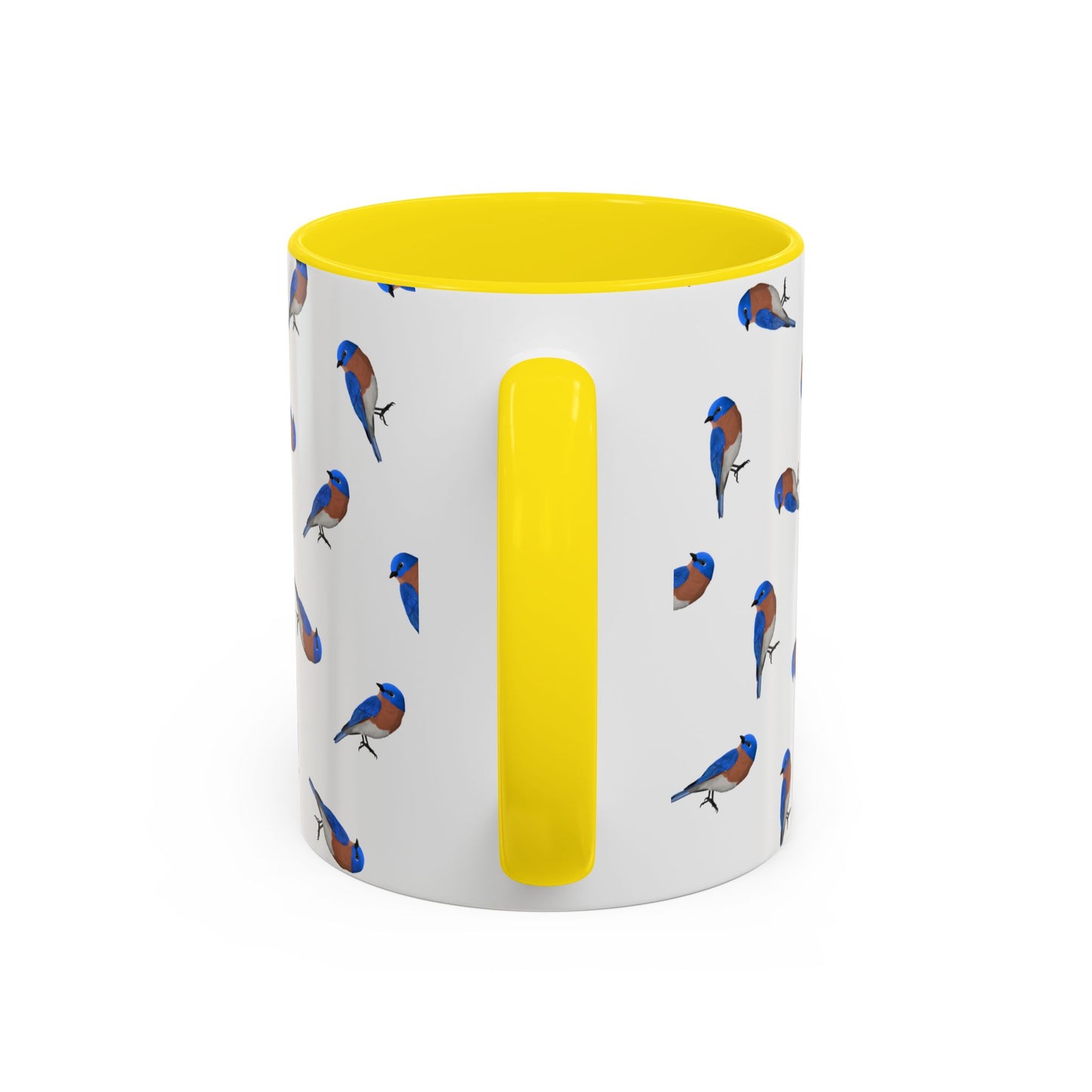 Bluebird All-Over Pattern Accent Mug | Colorful Bird Lover Gift for Birdwatchers