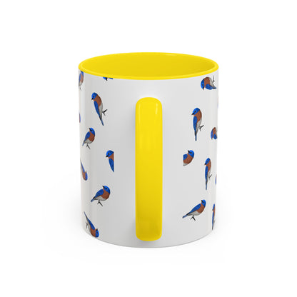Bluebird All-Over Pattern Accent Mug | Colorful Bird Lover Gift for Birdwatchers