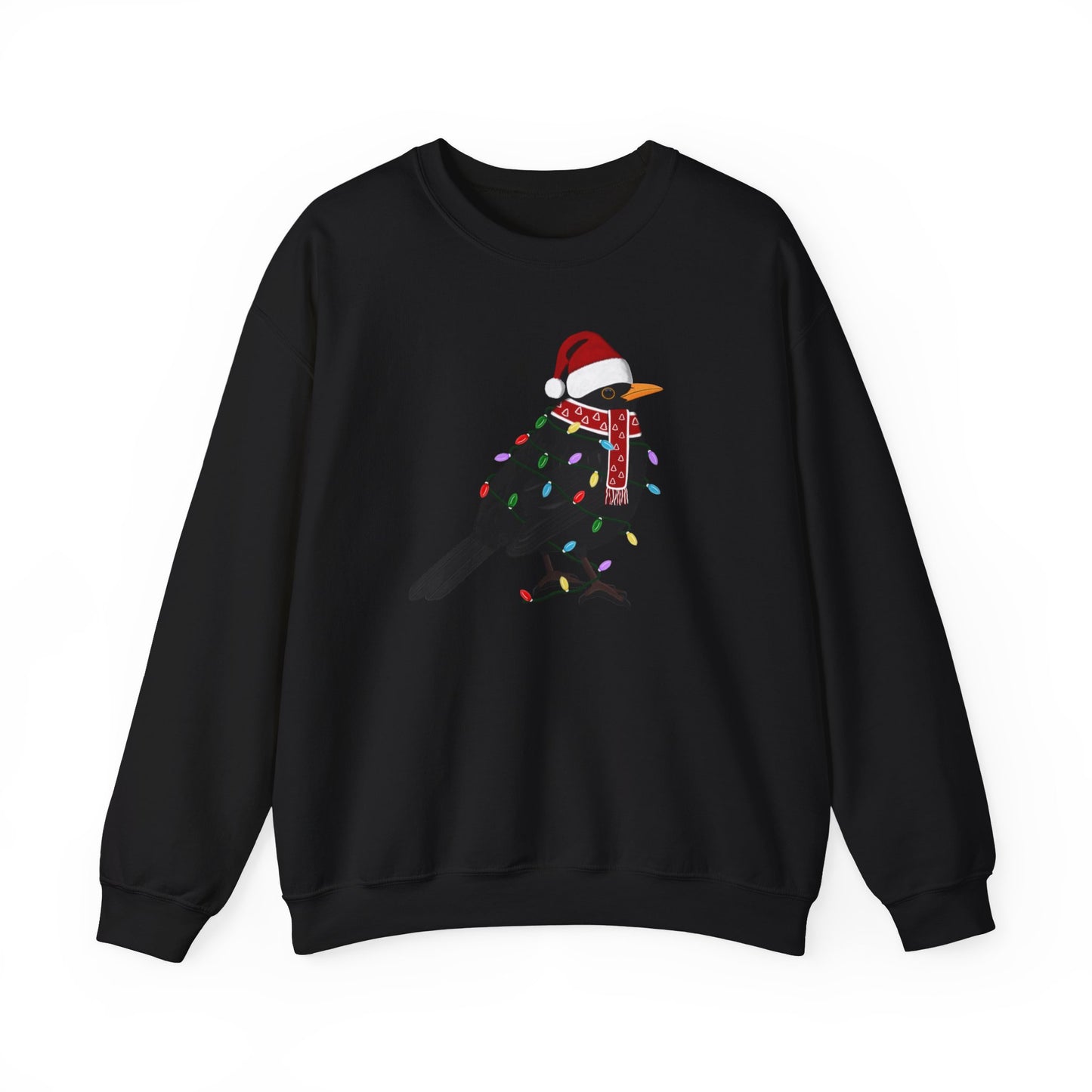 Blackbird with Fairy Lights Santa Claus Christmas Bird Sweatshirt