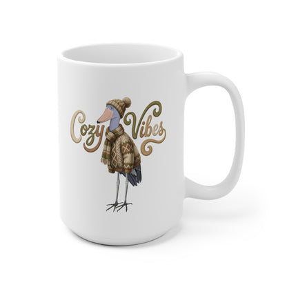 Schuhschnabel mit Strickpullover Weihnachtliche Tasse mit Vogelmotiv Cozy Vibes – Ideal für Kakao & Kaffee