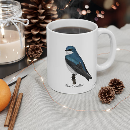 Tree Swallow Bird Ceramic Mug Birdwatcher White