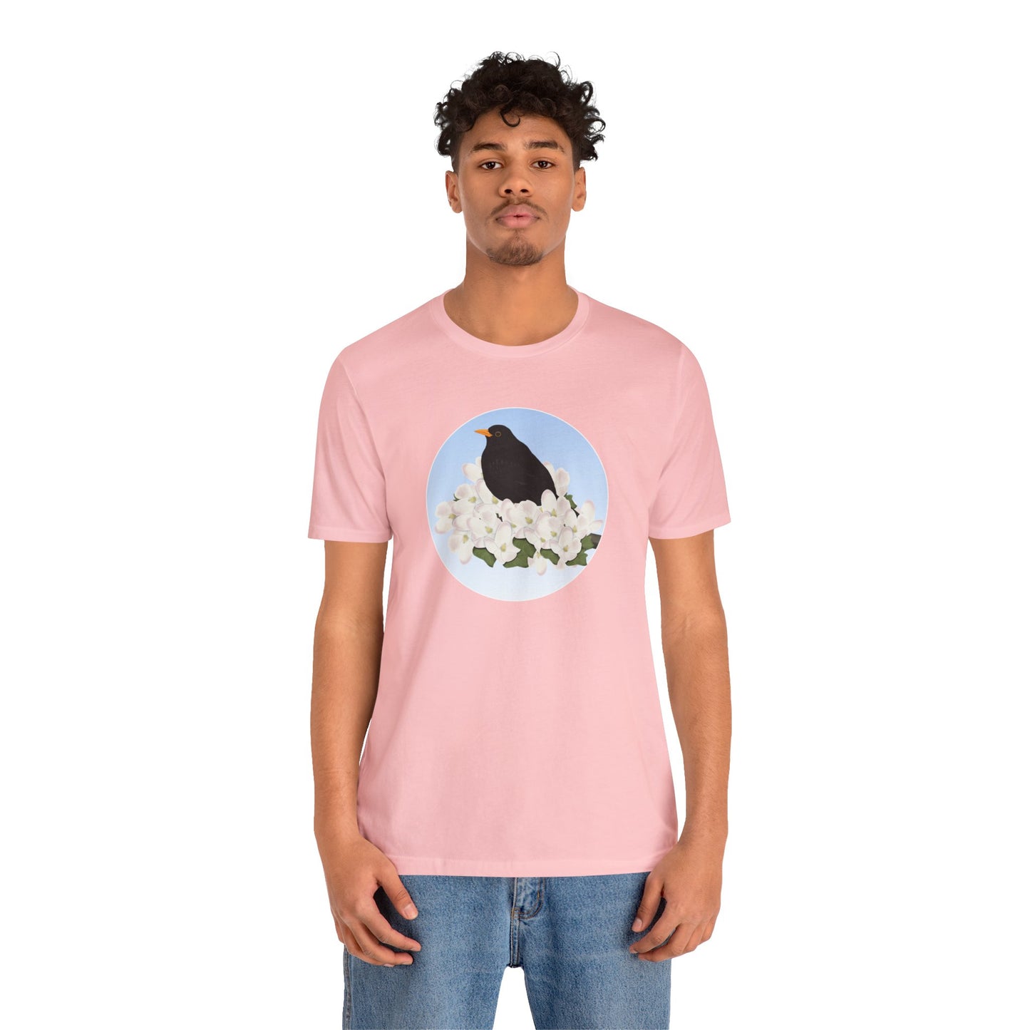 Blackbird and Spring Apple Blossoms Bird T-Shirt