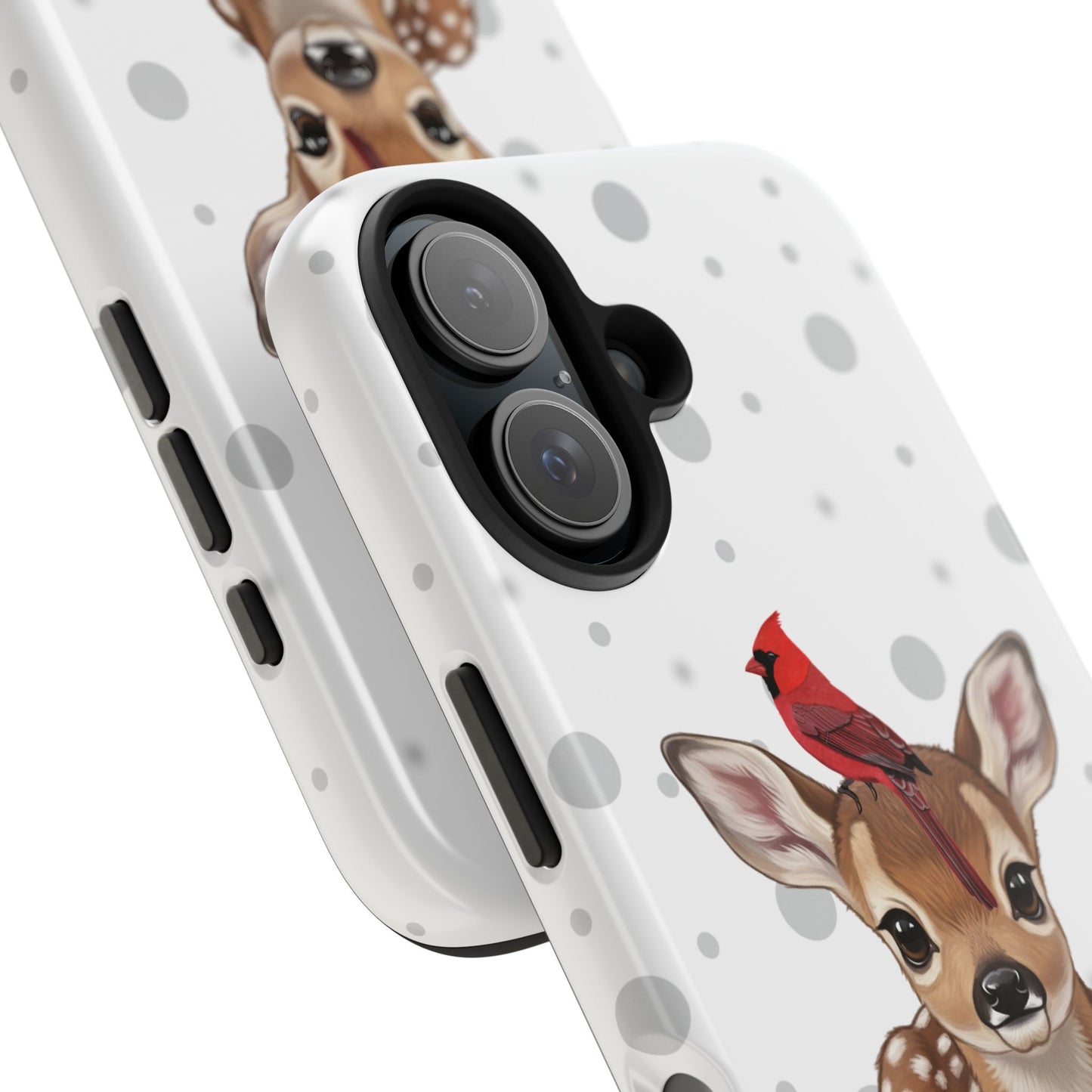 Cute Fawn with a Cardinal Animal iPhone Case - Dual-Layer PC/TPU Protective Cover for iPhone