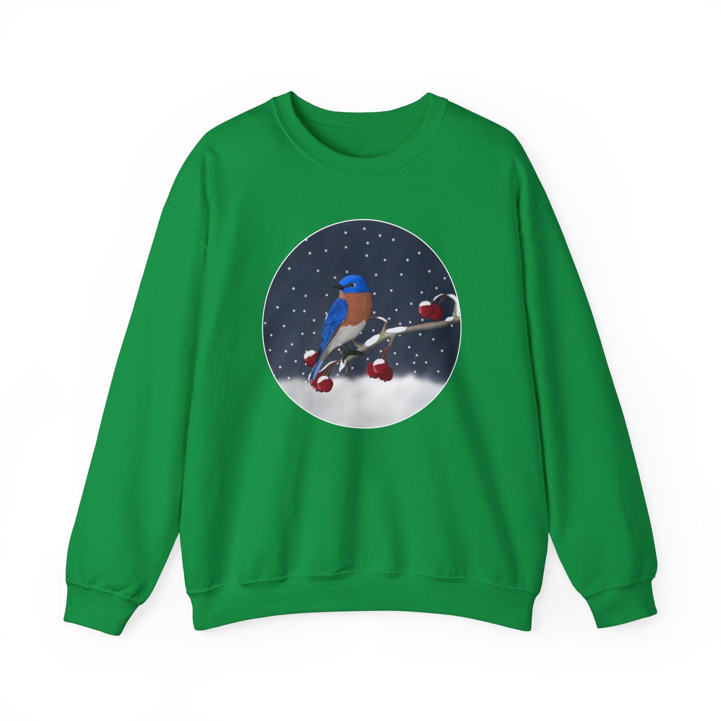 Bluebird on a Winter Branch Birdwatcher Christmas Bird Sweatshirt