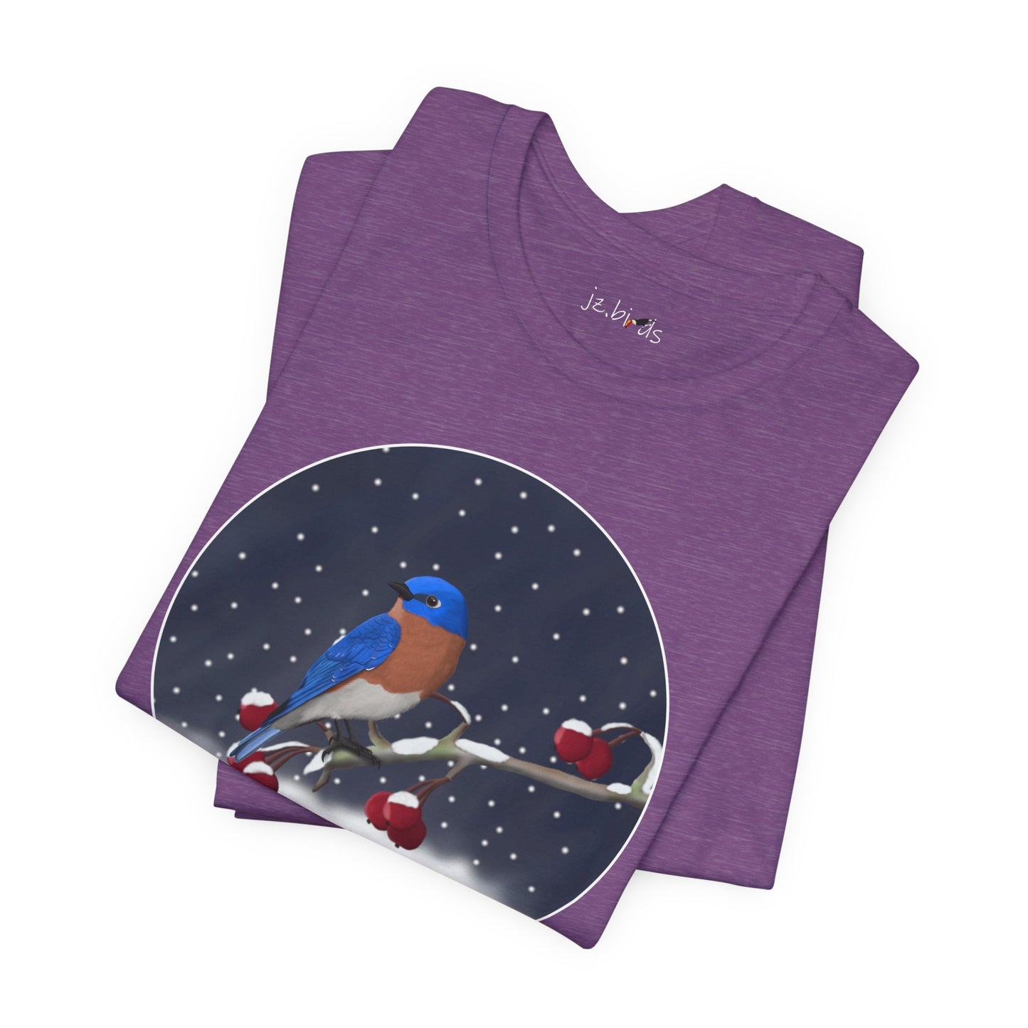 Bluebird on a Winter Branch Birdwatcher Christmas Bird T-Shirt