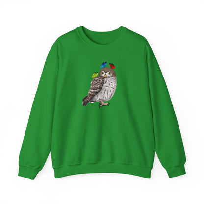 Little Owl with Butterflies Bird Birding & Birdwatching Sweatshirt