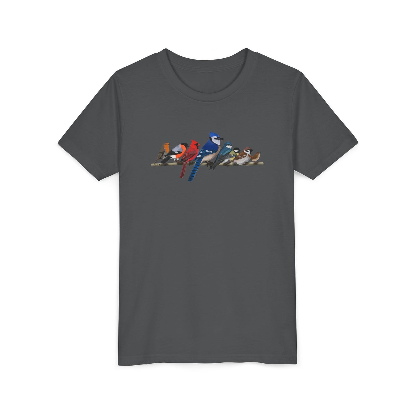 Blue Jay Cardinal Robin Wren on a Branch Birding & Birdwatching Bird Youth T-Shirt