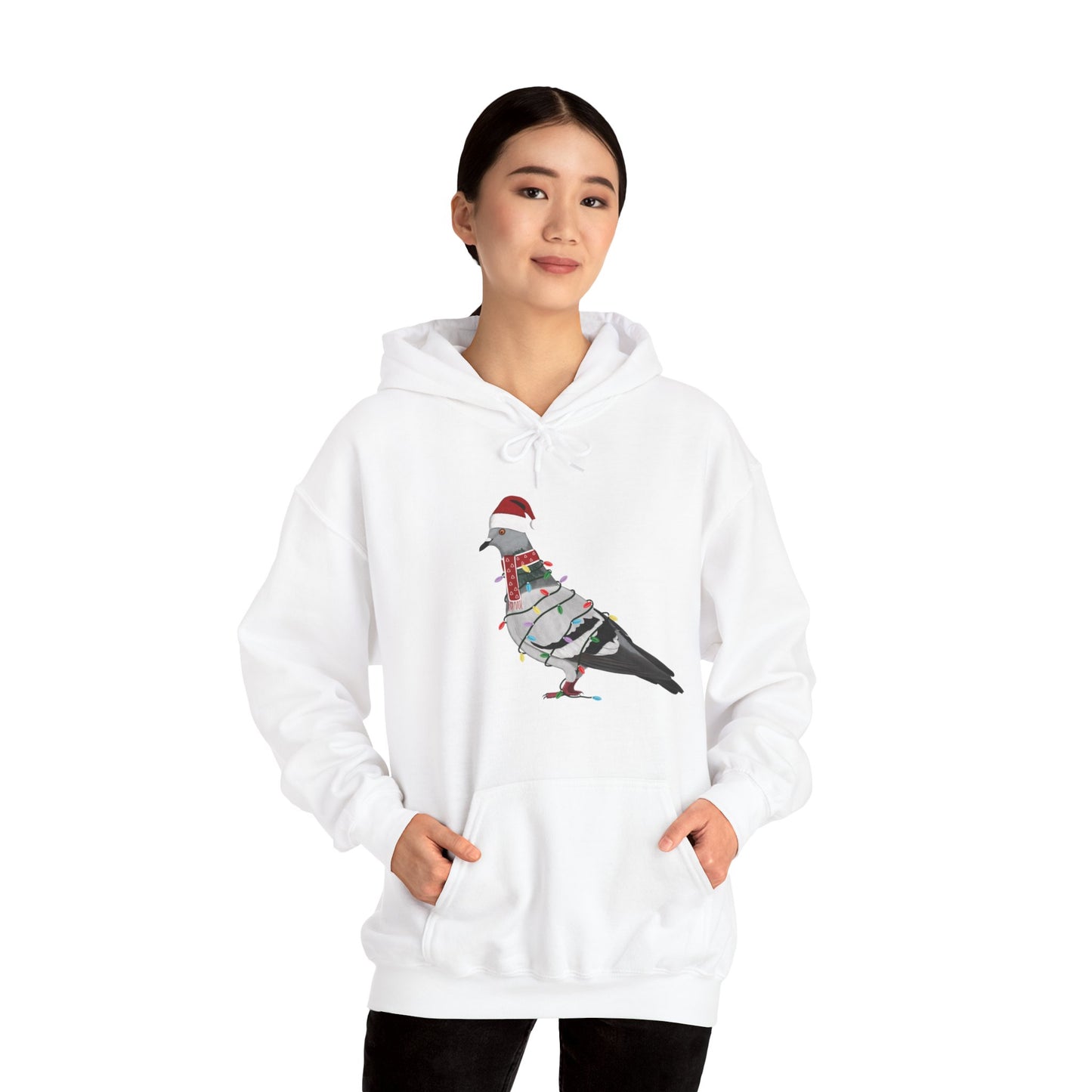 Pigeon with Fairy Lights Christmas Bird Hoodie