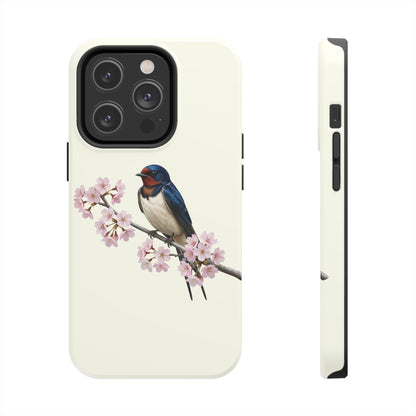 Barn Swallow & Cherry Blossom Tough iPhone Case Creamy White