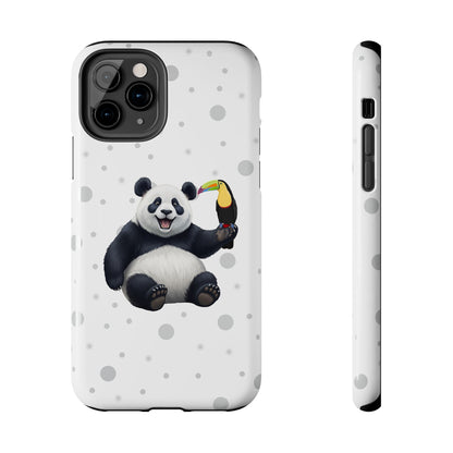 Cute Panda Bear with a Toucan Animal iPhone Case - Dual-Layer PC/TPU Protective Cover for iPhone
