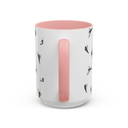 Nuthatch All-Over Pattern Accent Mug | Colorful Bird Lover Gift for Birdwatchers