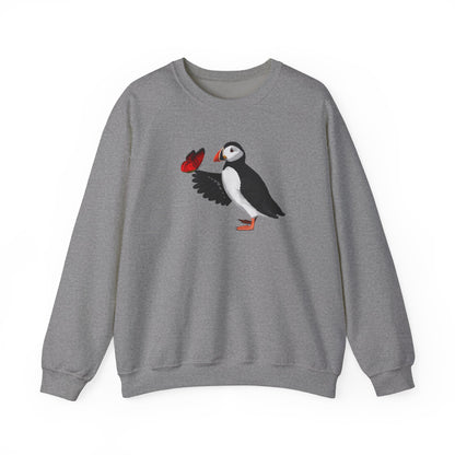 Puffin with Butterfly Bird Birding & Birdwatching Sweatshirt