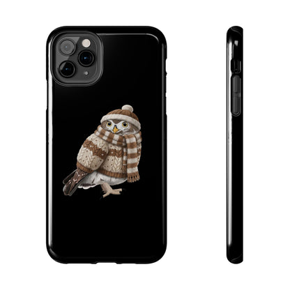 鳥のアートが描かれたフクロウの二層式iPhoneケース - 鳥類学者や鳥好きの方へのプレゼントに最適