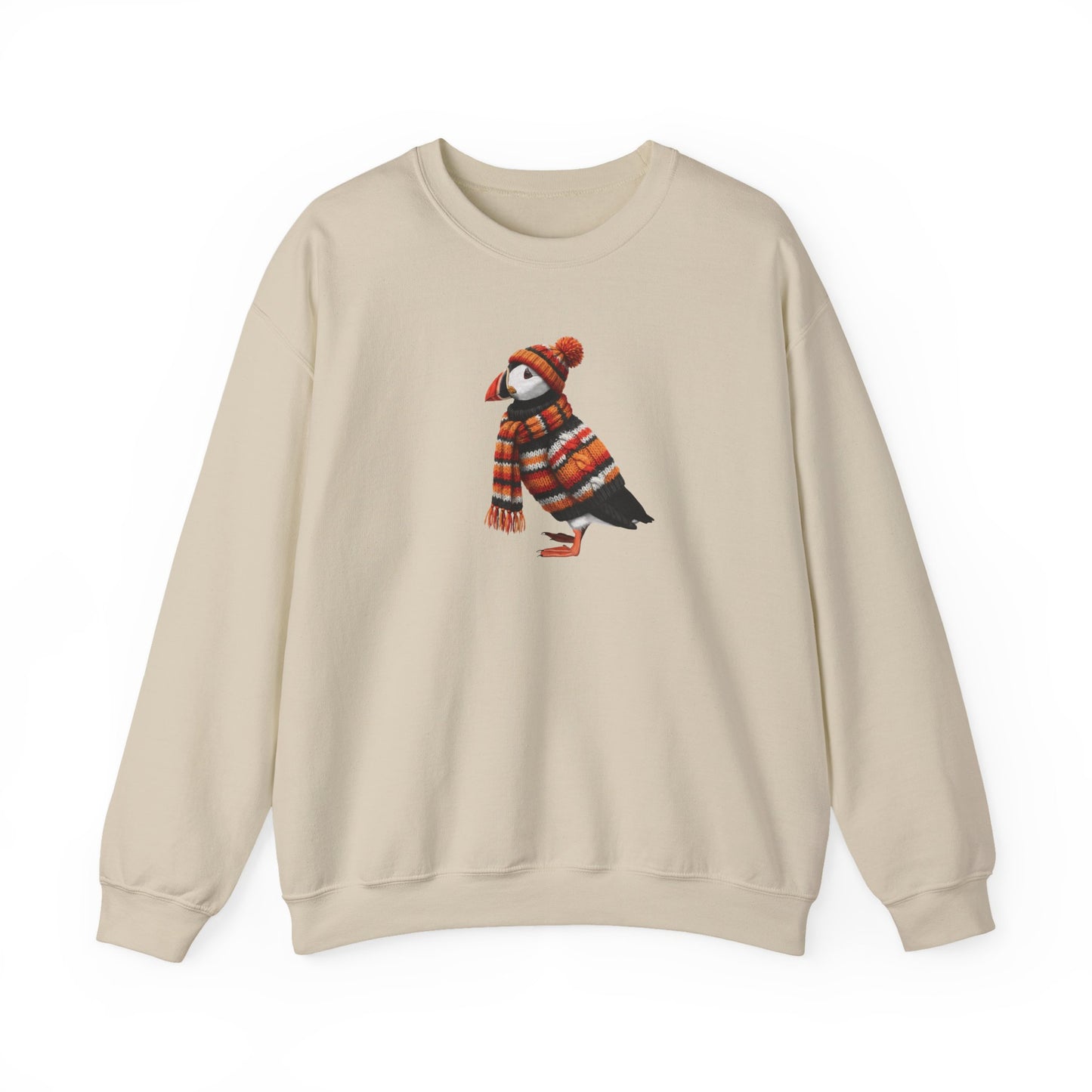 Puffin Winter Sweatshirt | Bird Watcher Crewneck | Unisex Songbirds Wearing Knit Gift for Bird Lovers