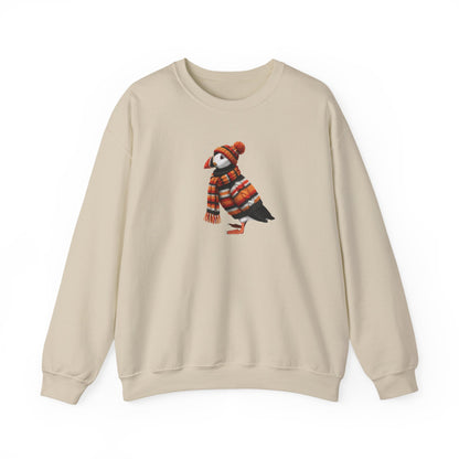 Puffin Winter Sweatshirt | Bird Watcher Crewneck | Unisex Songbirds Wearing Knit Gift for Bird Lovers