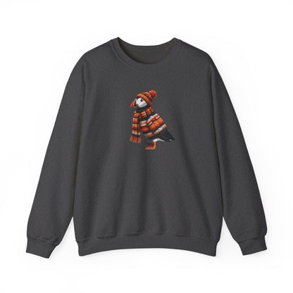 Puffin Winter Sweatshirt | Bird Watcher Crewneck | Unisex Songbirds Wearing Knit Gift for Bird Lovers