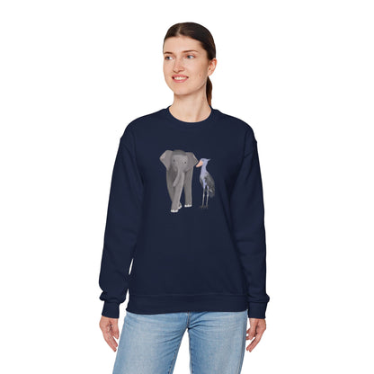 Elephant with Shoebill Bird Birding & Birdwatching Sweatshirt