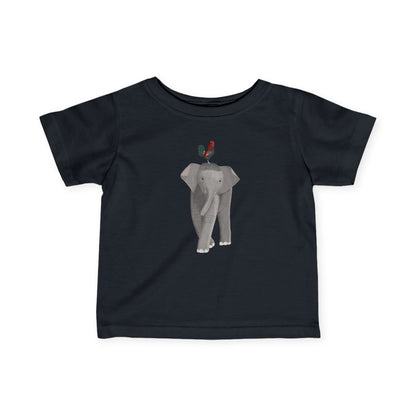 Elephant with Rooster Bird Baby & Toddler T-Shirt