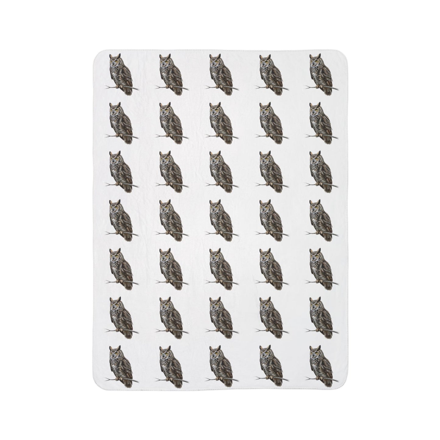 Great Horned Owl Art Fleece Sherpa Blanket (60"x80") - Thick, Ultra-Soft & Cozy Throw for Bird Lovers